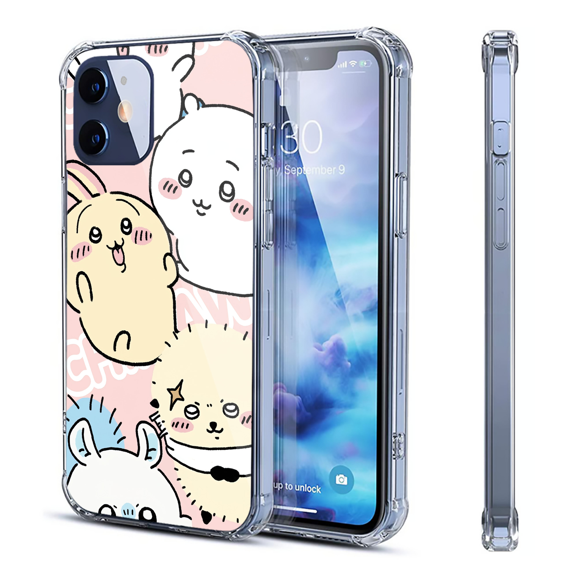 （画像用） ちいかわ Chii-kawa 【iPhone 12シリーズ対応】透明スマホケース（クリアソフトケース）